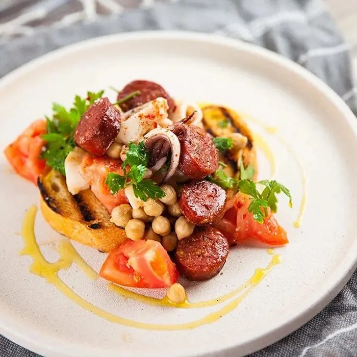 Squid, Chickpea and Chorizo Salad